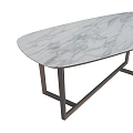 Elegant Modern Oval Dining Table With White Marble Top And Sturdy Metal Frame 3d model