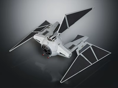 White And Black Sci Fi Spaceship Model With Angular Wings Detailed Structure And Display Design 3d model