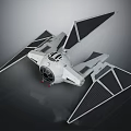 White And Black Sci Fi Spaceship Model With Angular Wings Detailed Structure And Display Design 3d model