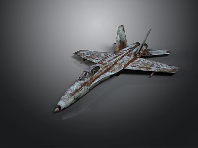 Old Rusty Airplane Model With Weathered Metal Surface And Vintage Design 3d model