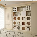 Modern Wooden Bookshelf With Geometric Open Cubbies Books And Decorative Items
