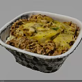 Cheesy Baked Pasta With Savory Filling In Black And White Checkered Container
