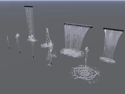 Outdoor Garden Ornaments Featuring Various Water Jets Cascading Sheets and Splashing Effects 3d model
