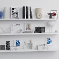 Modern White Shelves Displaying Stylish Inflatable Decorations And Accessories 3d model