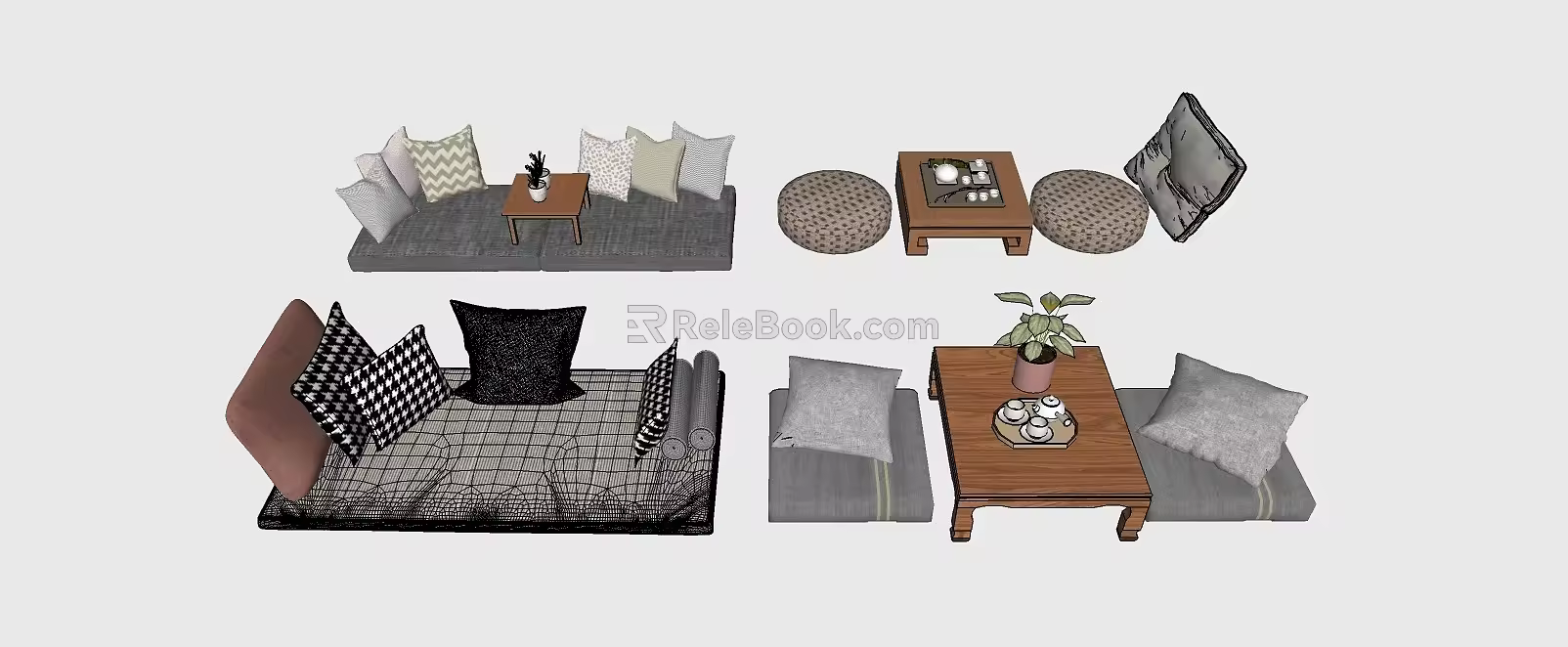 Bay Window Cushion Sofa Cushion Pillow 3d model