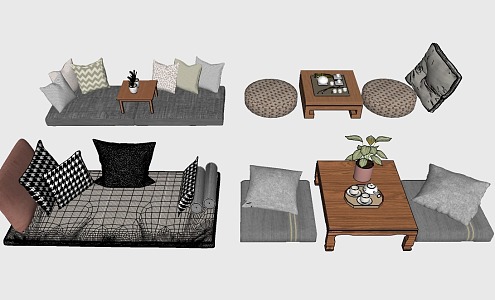 Bay Window Cushion Sofa Cushion Pillow 3d model