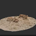 Natural Porous Stone Materials On Dry Ground With Small Plants
