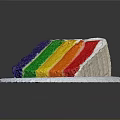 Colorful Rainbow Cake Slice With Layered Colors On White Plate