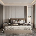 Modern bedroom master bedroom small study 3d model