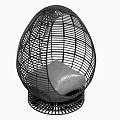 Egg Shaped Rattan Leisure Chair With Woven Design Round Base And Gray Cushion