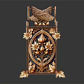 Ornate Decorative Ornament Set With Intricate Carved Two Birds And Floral Patterns