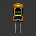 Orange And Black Forklift With Yellow Top Panel Green Gas Cylinder And Metal Forks