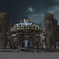 Grand European Style Architecture With Dome Elephant Statues Symmetrical Design And Water Reflection
