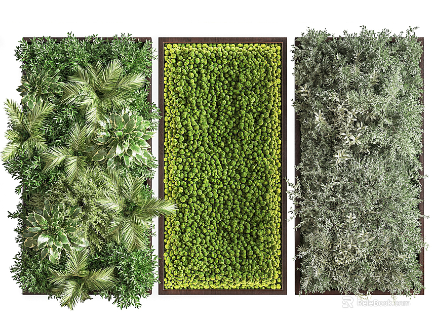 Decorative Green Plant Wall Showcasing Various Plant Species And Vertical Garden Design 3d model 