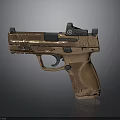 Modern Tactical Pistol With Brown Finish Ergonomic Grip And Scope Attachment