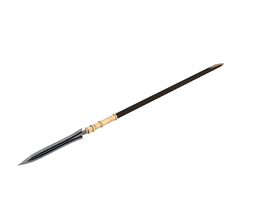Traditional Ancient Spear Weapon With Metal Tip And Wooden Long Shaft 3d model