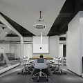 Modern Public Office Area With Open Layout Work Desks Office Chairs And Lighting Fixtures