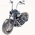 Vintage Custom Motorcycle With Green Fuel Tank Leather Seat And Chrome Wheels