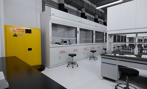 Modern laboratory school chemistry laboratory experimental equipment 3d model