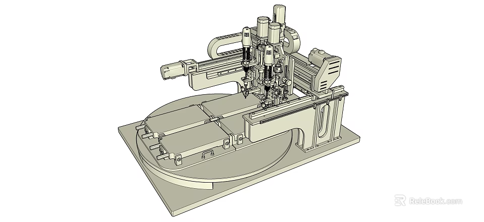 Industrial Precision Machining Equipment With Rotary Worktable And Multi Axis Mechanical Arms 3d model 