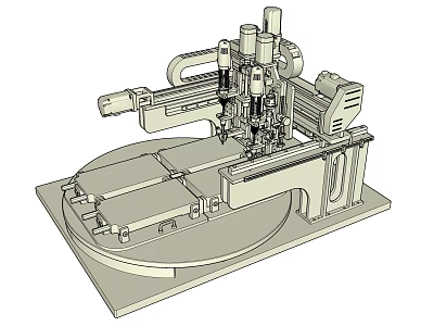 Industrial Precision Machining Equipment With Rotary Worktable And Multi Axis Mechanical Arms 3d model