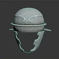 Silver Metal Helmet Sculpture With Smooth Surface And Symmetric Design