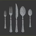 Elegant Silver Stainless Steel Cutlery Set With Forks Knives And Textured Handle Spoons