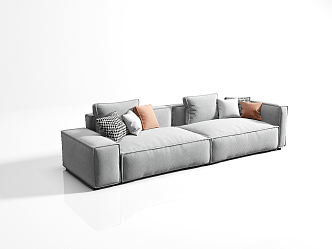 Modern double sofa gray sofa 3d model