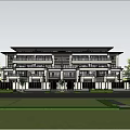 Modern Townhouse Exterior Design With Glass Balconies Courtyard Landscaping And Lighting