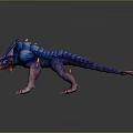 Blue And Purple Spiked Mythical Beast Character With Sharp Claws Horns And Spines