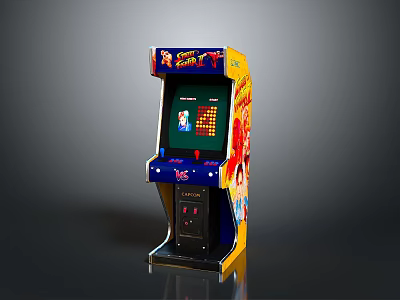 Classic Arcade Machine With Vibrant Colorful Design Retro Game Screen Coin Slot And Control Buttons 3d model