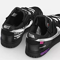 Nike Black Sneakers With White Laces Silver Side Logo And Purple Accents