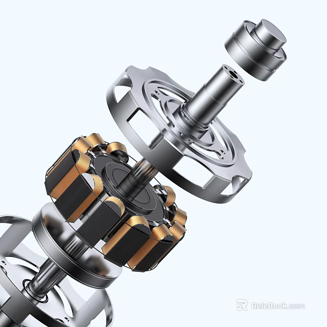 Detailed Engine Internal Structure With Rotor Shaft And Precision Metal Gear Components 3d model 
