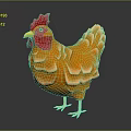 Orange Cartoon Rooster With Red Comb Yellow Beak And Feet On Black Background