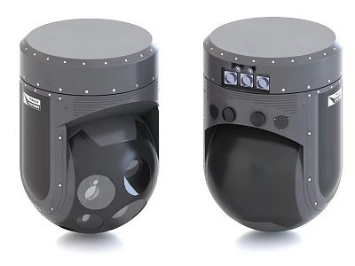 Dual Spherical Projection Surveillance Devices With Metal Casing And Control Buttons 3d model