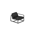 Sleek Modern Leather Leisure Chair With Metal Frame And Square Armrests