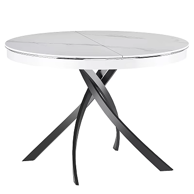 Modern Round Dining Table With Marble Top And Crossed Metal Legs Design 3d model