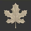 Golden Metallic Maple Leaf With Intricate Vein Texture And Slender Stem Against Dark Background