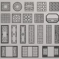 New Chinese-style openwork window carved pattern openwork window lattice wall lattice window antique leak window 3d model