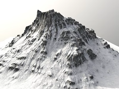 Scenic Mountain Landscape with Snow Covered Peaks and Rocky Ridges Under Clear Sky 3d model