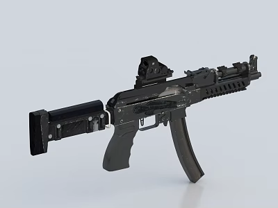Black Tactical Assault Rifle With Optic Sight And Rail System 3d model