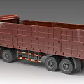 Red Heavy Duty Truck with Open Cargo Bed for Commercial Transport Use