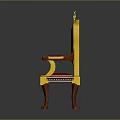 Ornate Royal Throne Chair With Golden Frame Red Upholstery And Decorative Top