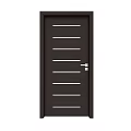 Modern Dark Brown Hinged Door With Horizontal White Lines And Silver Handle 3d model