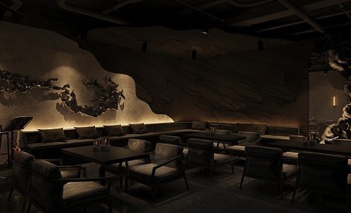 Bar decoration rock area background wall industrial wind dark 3d model