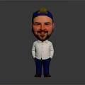 3D Cartoon Bearded Man Wearing Blue Cap White Shirt Blue Pants And Red Shoes