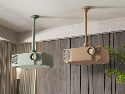 Modern Projection Monitoring Devices With Ceiling Hanging Design And Green Brown Colors 3d model
