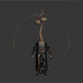Organ and Hair Features of Humanoid in Robe with Spherical Organs and Tentacle like Hair