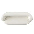 White Plush Sectional Sofa With Rounded Arms Soft Upholstery Modern Design 3d model