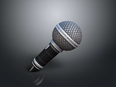 Handheld Microphone With Metal Mesh Grille And Silver Black Textured Surface For Daily Use 3d model